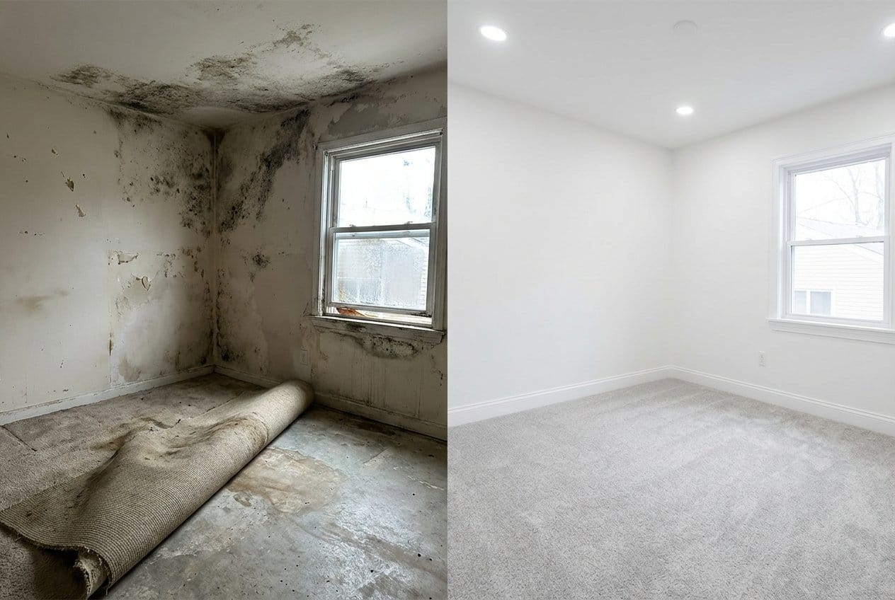 Before and after mold testing & lab reporting in Garfield two-story residence bedroom
