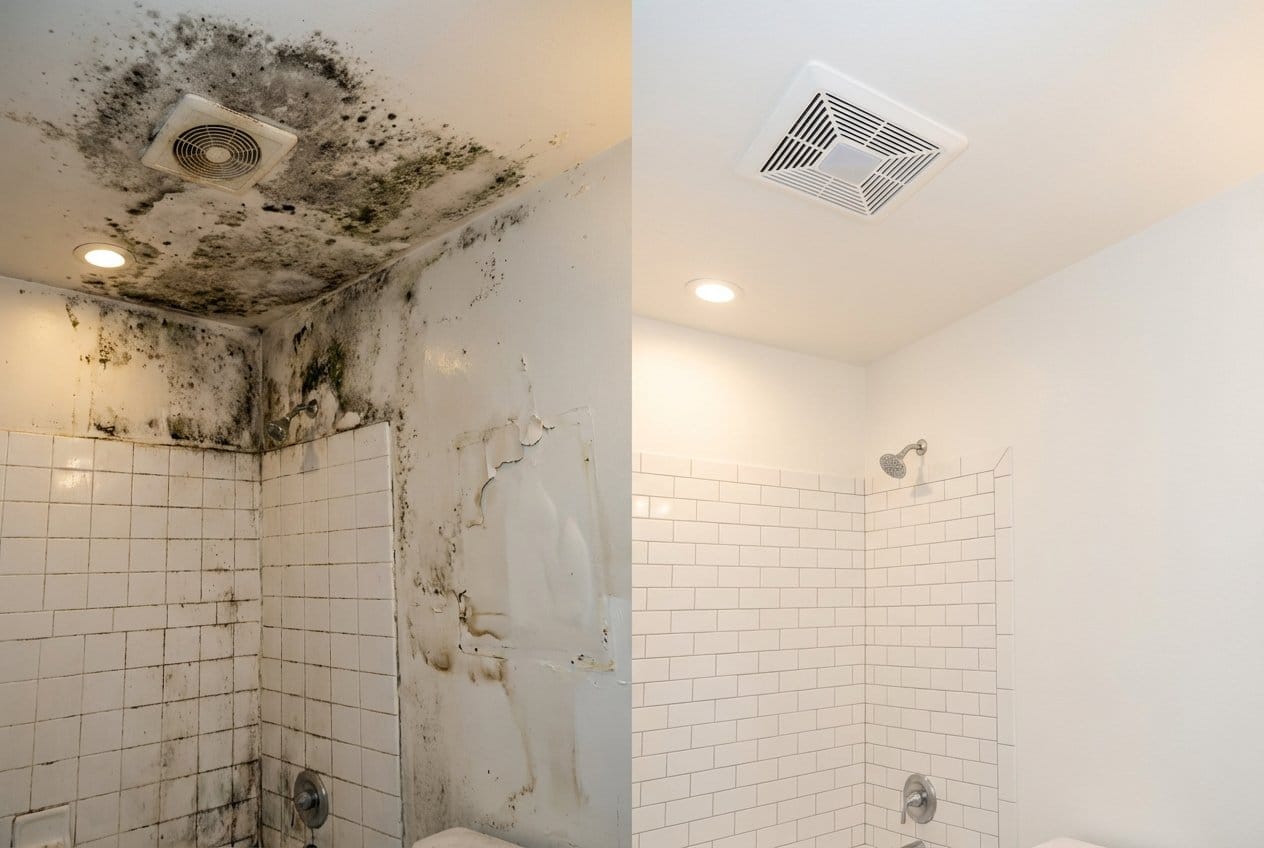 Garfield Mold Removal bathroom restoration before and after in Garfield